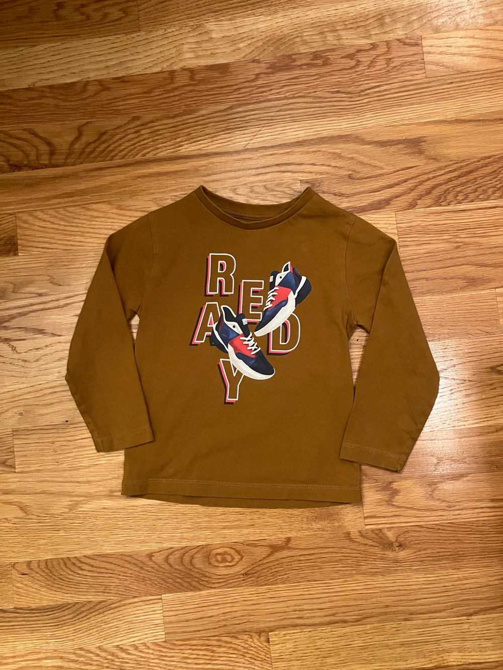 Mayoral Brown Long-Sleeve Tee with Sneaker 'READY' Graphic